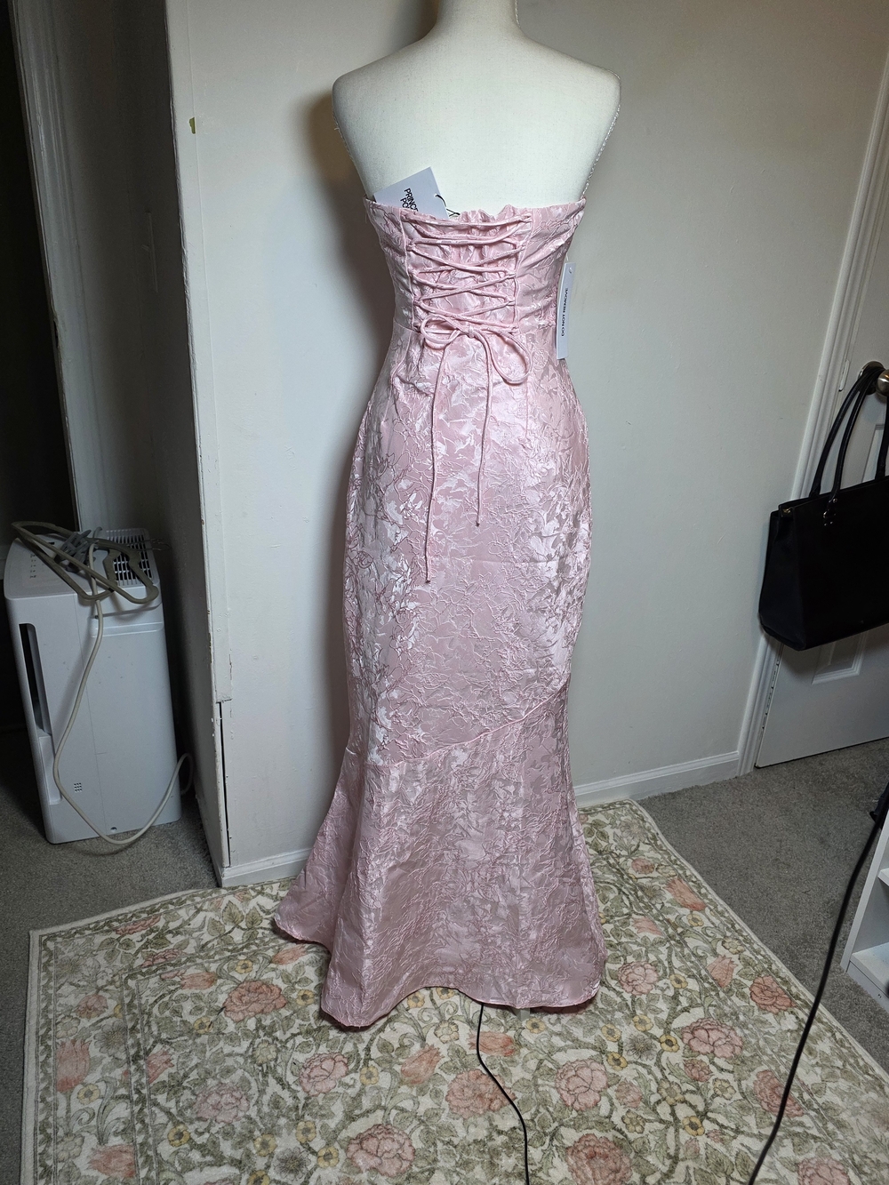 Princess Polly Pink Rose Corset Back Strapless Mermaid Homecoming Gown Sz 6 Usa